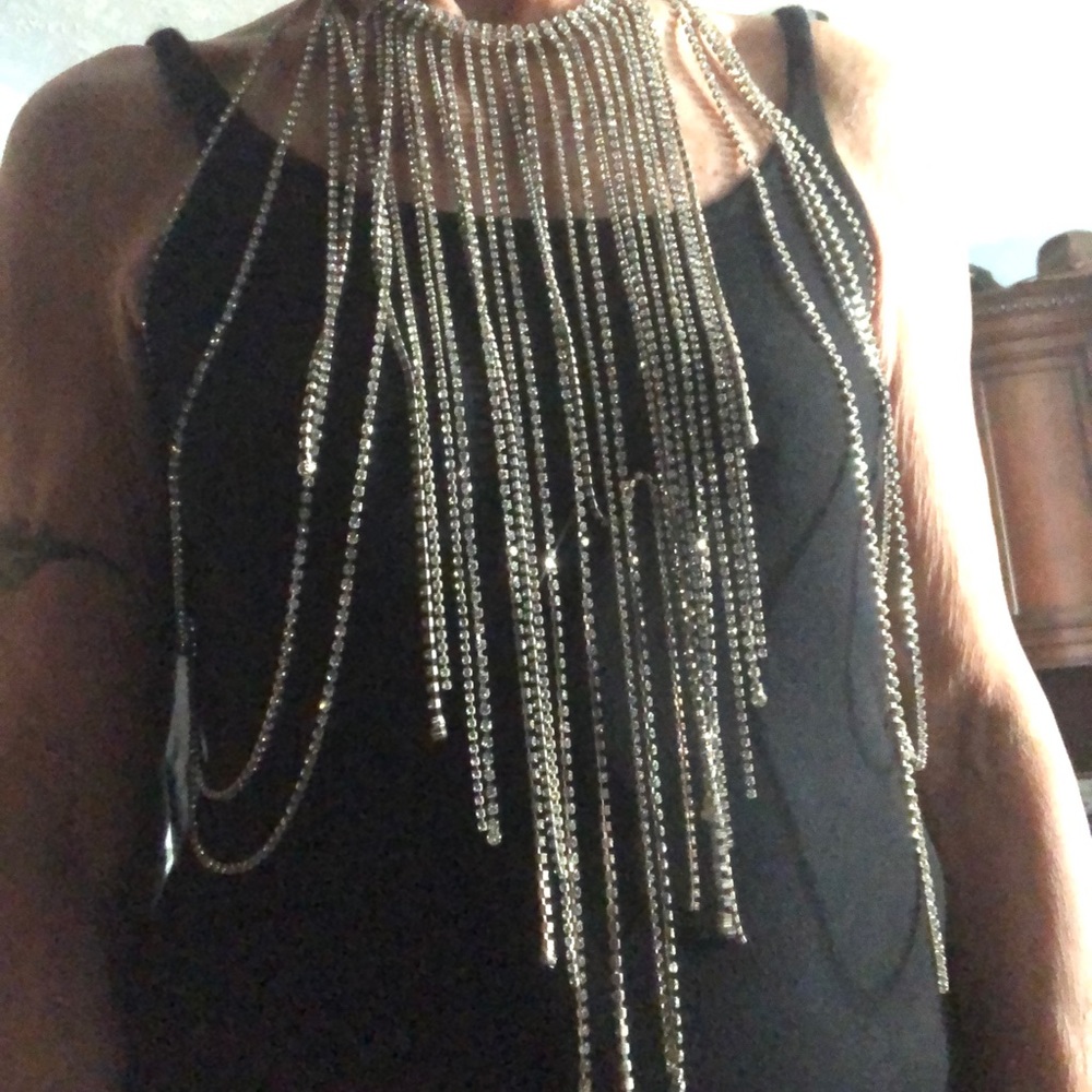 Vintage spectacular rhinestone draped necklace - Express